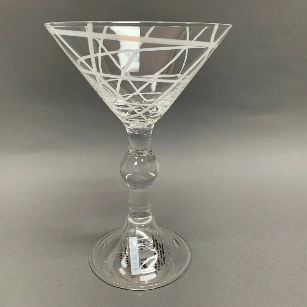 Pier 1 One Clear Stem Wine Glass Mouth Blown 7‎ 3/8
